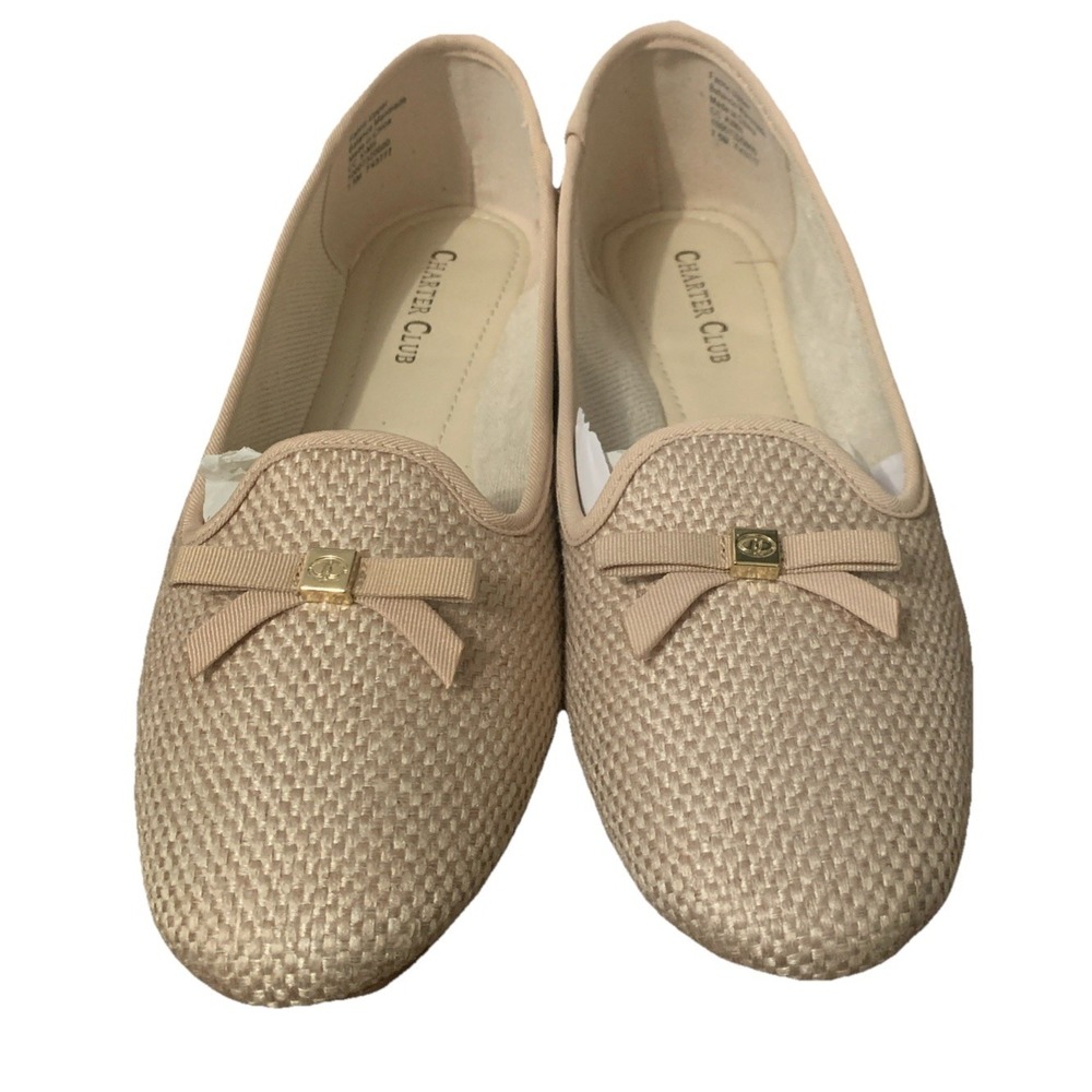 Charter Club Beige Flats Kimii Natural Raffia Loafers Women's 7.5M Casual - Picture 3 of 4